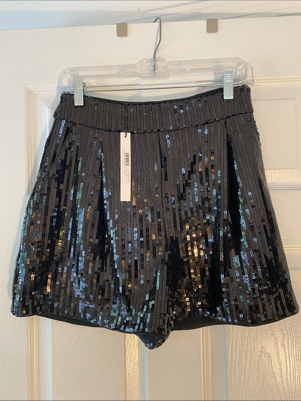 Susana Monaco Black Sequin High-Waist Shorts